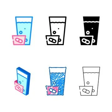 Pills dose color icon vector sign variety Stock Illustration