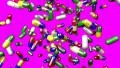 Pills drugs capsules falling slow motion closeup DOF 4K 4k or 4k+ Resolution