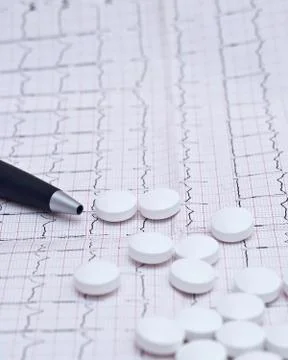 Pills on ecg Stock Photos