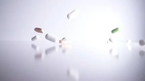 Pills Fall Down In Slow Motion Stock Footage 332675613