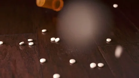 Pills Fall then Bottle Slams in Slow Motion 스톡 동영상 78601478