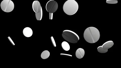 Pills falling 3D animation Stock Footage 113956959