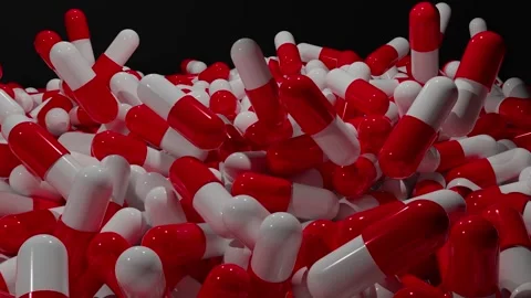 Pills falling down, drugs for health issues, painkillers, overdose problem Stock Footage 341032053