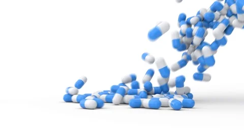 Pills falling down on white isolated background 動画素材 111253297