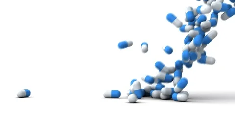 Pills falling down on white isolated background 動画素材 111253406