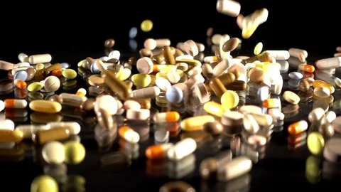 Pills Falling Stock Footage 82961203