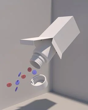 Pills Falling from an Open Medicine Bottle Stock Illustration