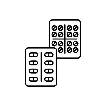 Pills flat icon. Pictogram for web. Line stroke. Isolated on white background Stock Illustration