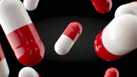 Pills Floating Close-up Zoom 3d Animation. Abstract Medicine Capsules Isolated Stock-Footage 292808061