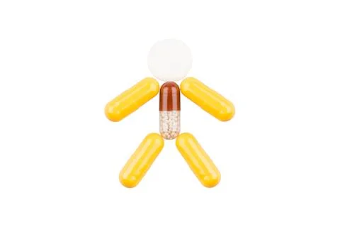 Pills in the form of a man Foto stock