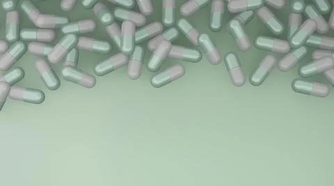 Pills on green background Stock Illustration