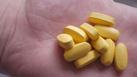 Pills in the hand. Stock Footage 84758203