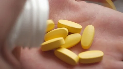 Pills in the hand. Stock Footage 84758236