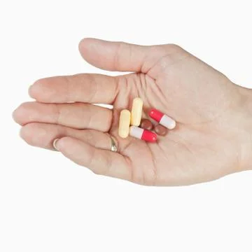Pills in hand Foto stock