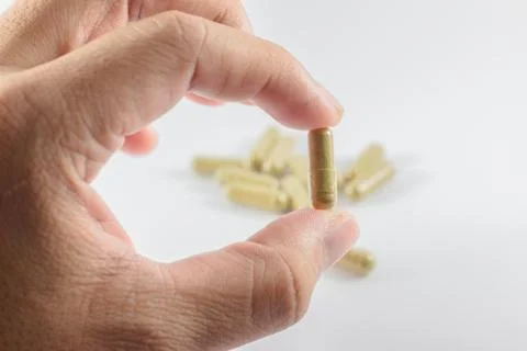 Pills in hand. Foto stock
