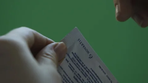 Pills on hand, taking pills 스톡 동영상 112125990