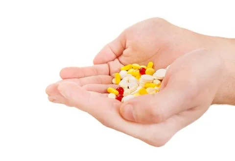 Pills in a Hands Foto stock