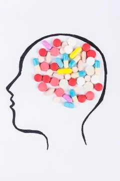 Pills in Head Stock Photos