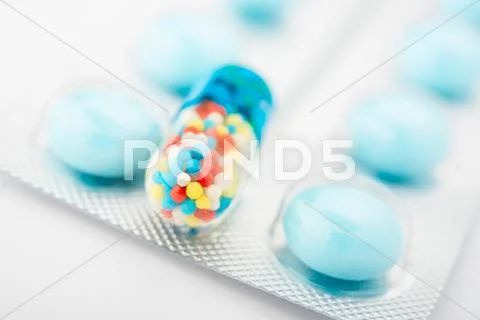 Pills as a heart Stock Photos