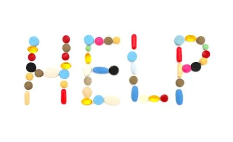 Pills help text Stock Photos