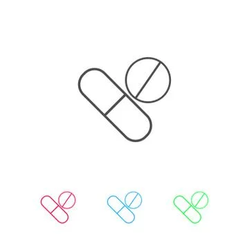Pills icon flat. Stock Illustration