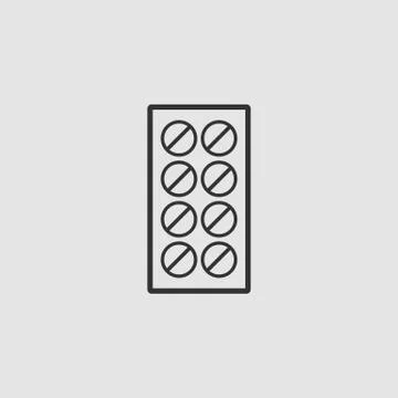 Pills icon flat. Stock Illustration