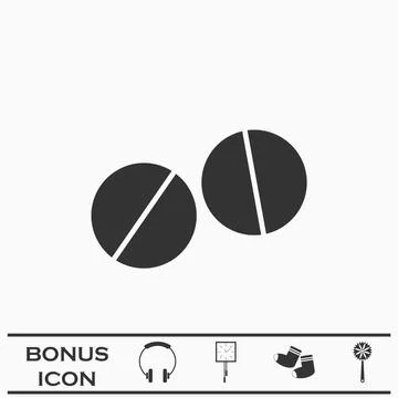 Pills icon flat Stock Illustration