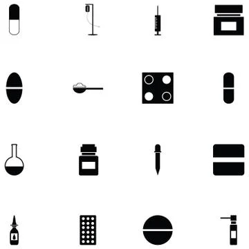 Pills icon set Stock Illustration