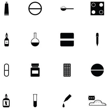 Pills icon set Stock Illustration