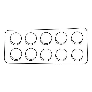 Pills icon, vector design, line style, isolated on a white background. round Ilustración de archivo