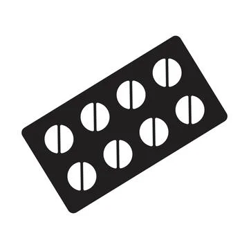 Pills icon vector design template in black color isolated sign on white backg Stock Illustration