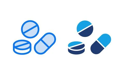 Pills icon vector illustration. capsule icon. Drug sign and symbol Stock Illustration