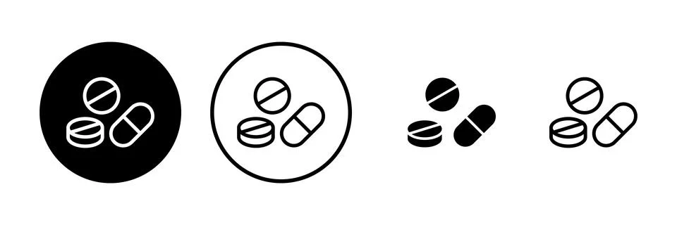 Pills icon vector illustration. capsule icon. Drug sign and symbol Stock Illustration