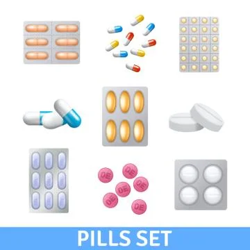 Pills Icons Set Illustration