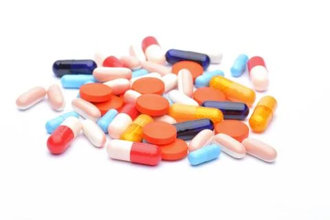 Pills isolated on white background Fotos de archivo