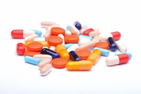 Pills isolated on white background Stock Photos
