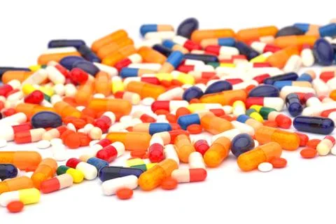 Pills isolated on white background Stock Photos