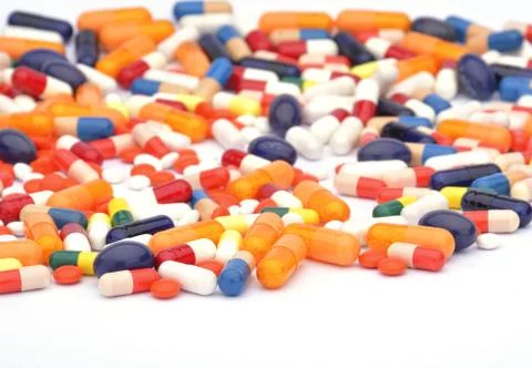 Pills isolated on white background Stock Photos