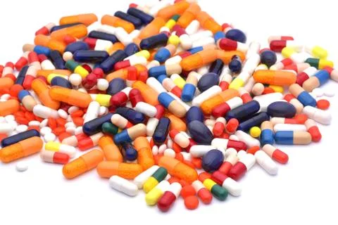 Pills isolated on white background Fotos de archivo