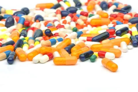 Pills isolated on white background Stock Photos