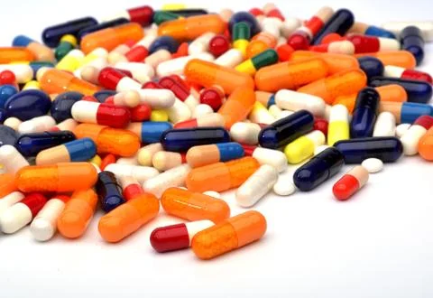 Pills isolated on white background Stock Photos