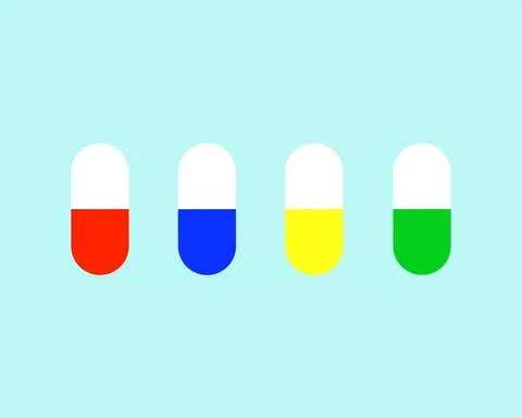 Pills on light blue background Stock Illustration