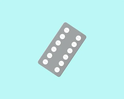 Pills on light blue background Stock Illustration