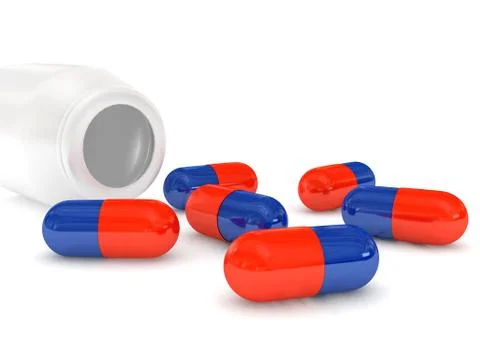 Pills over white background Illustrazione stock