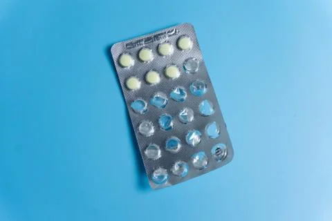 Pills in pack 스톡 사진