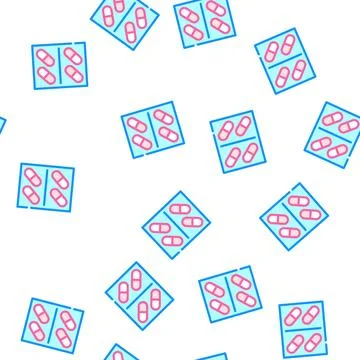Pills package vector seamless pattern sign Stock Illustration