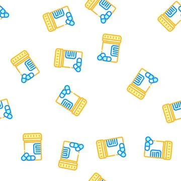 Pills package vector seamless pattern color 스톡 일러스트