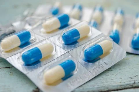 Pills in packages Stock Photos