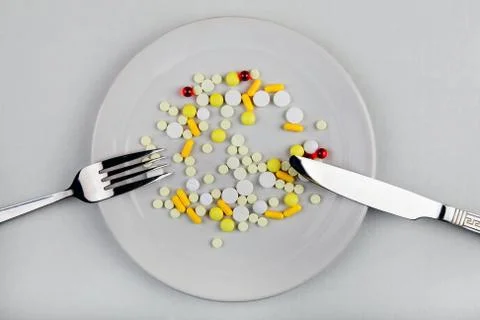 Pills in the Plate Stock-Fotos