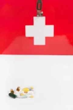 Pills Red Cross Fotos de archivo